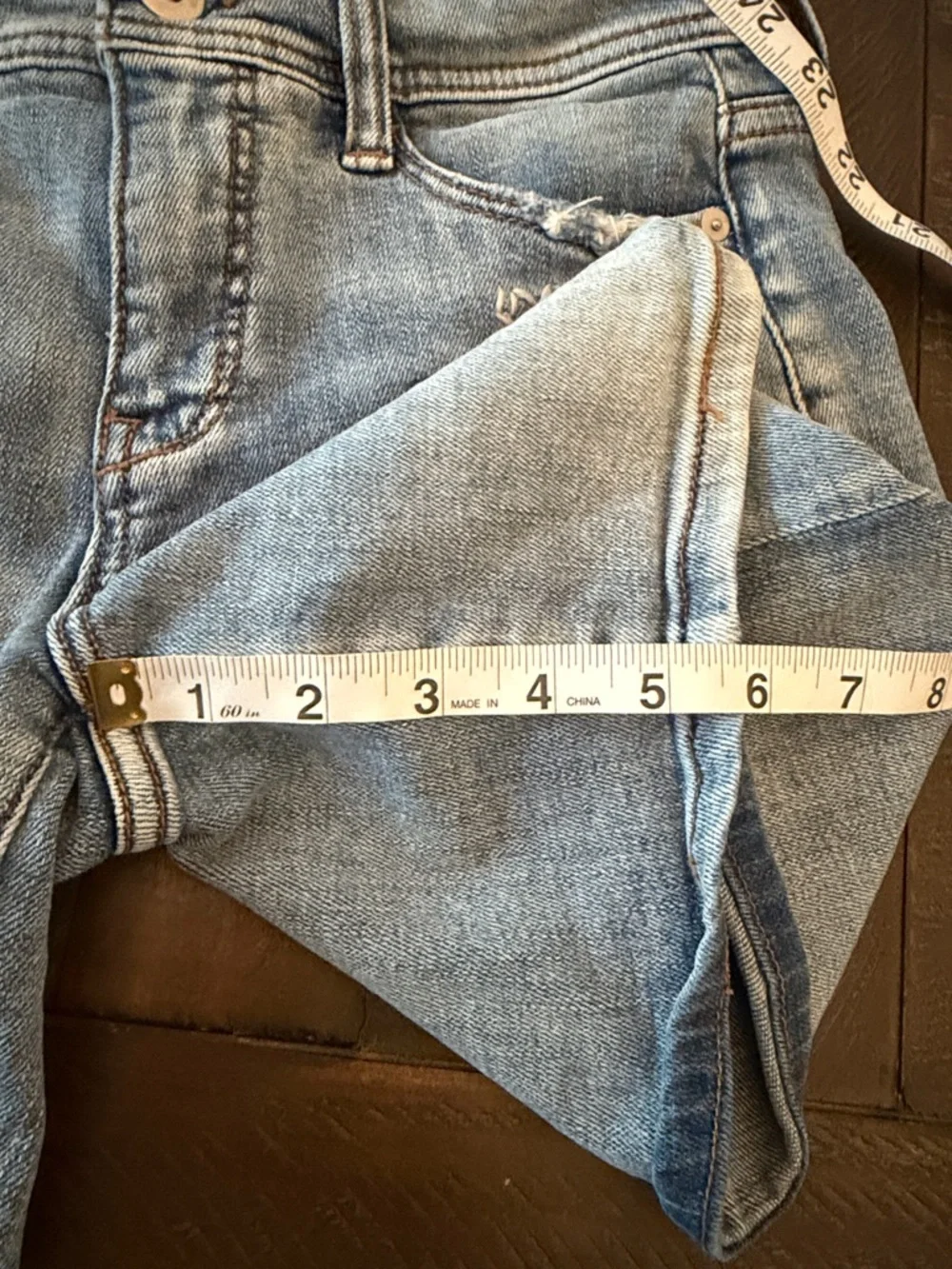 Anthropologie Pilcro & the Letterpress Blue Distressed Patchwork Denim Shorts - Picture 7 of 8
